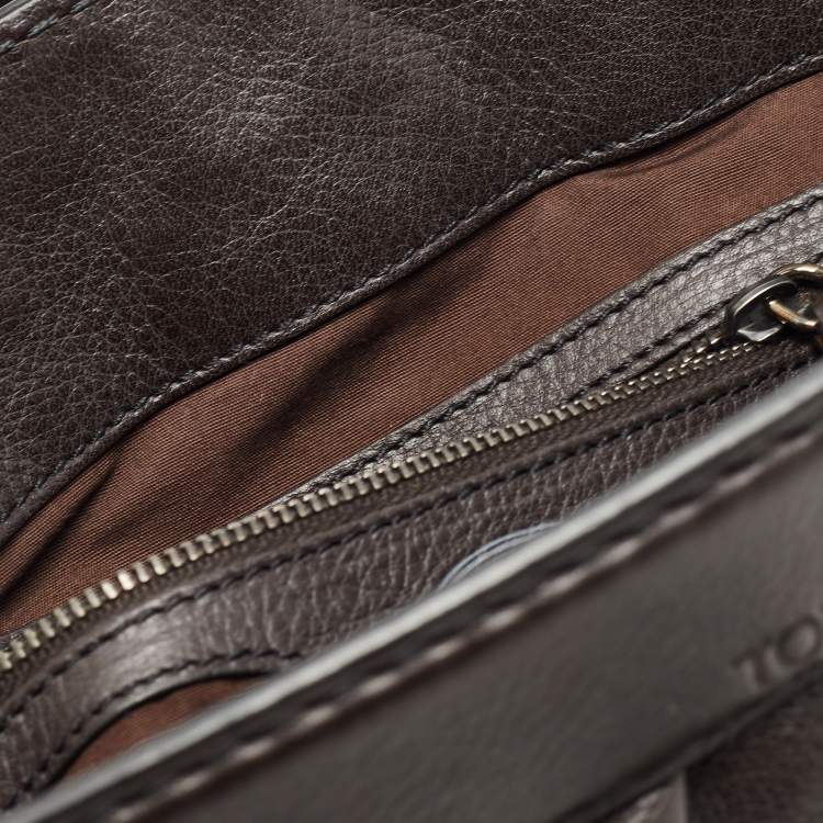 Pre Owned Tod's Dark Brown Leather Twisted Frame Satchel