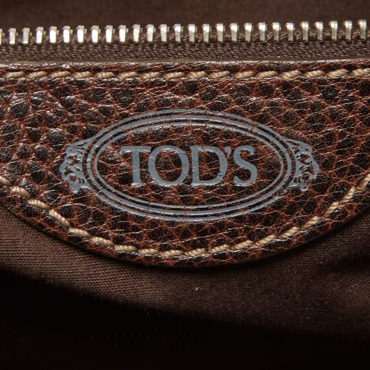 Pre Owned Tod's Dark Brown Leather Metal Flap Shoulder Bag
