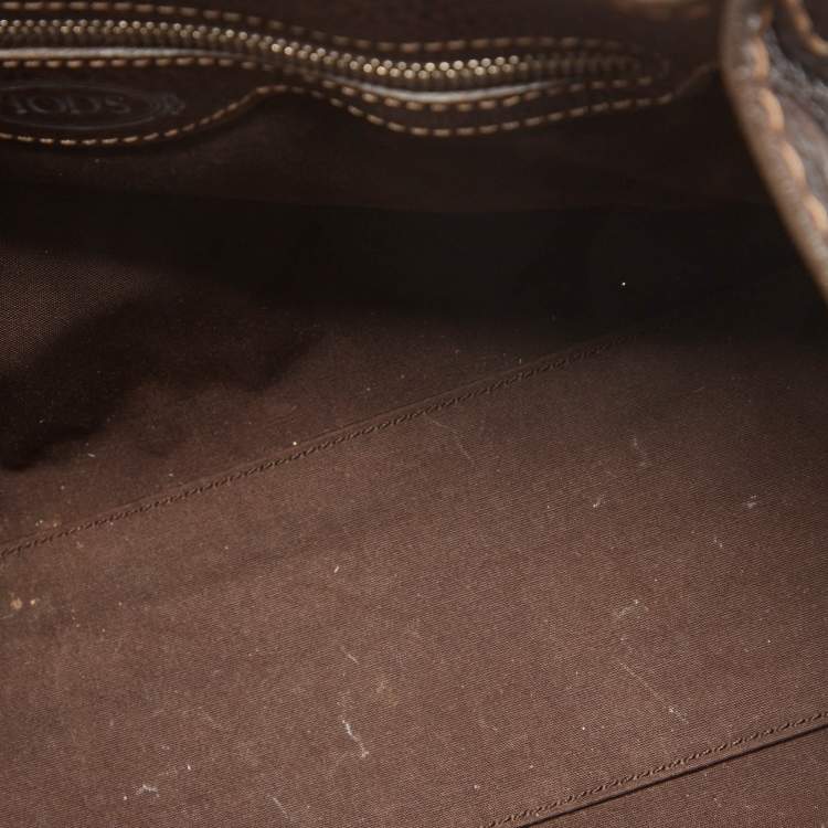 Pre Owned Tod's Dark Brown Leather Metal Flap Shoulder Bag