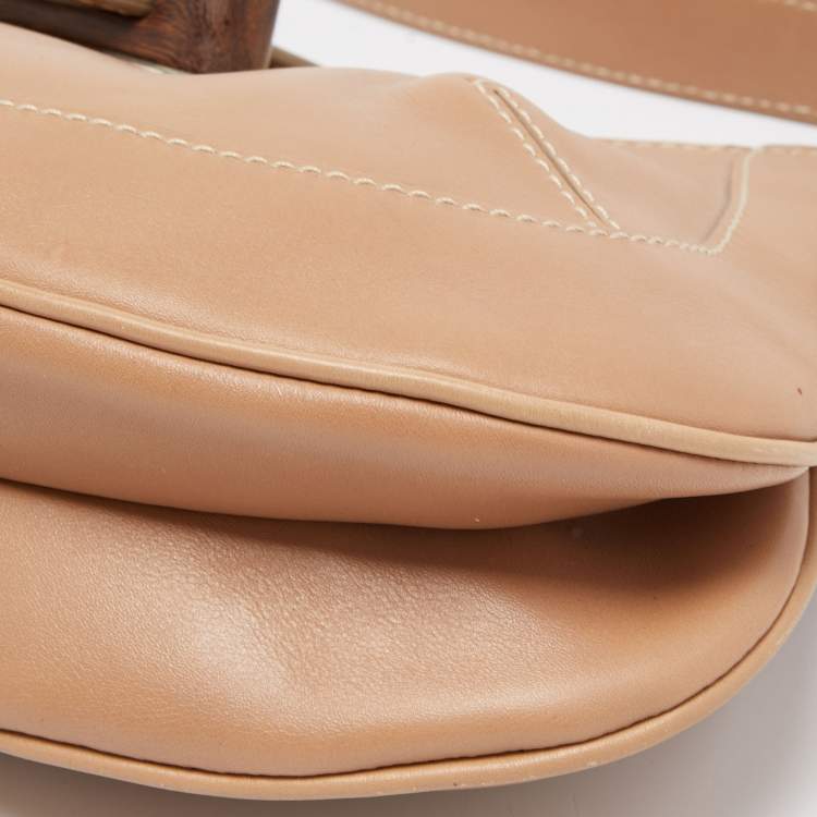 Pre Owned Tod's Beige Leather Wooden Flap Hobo 