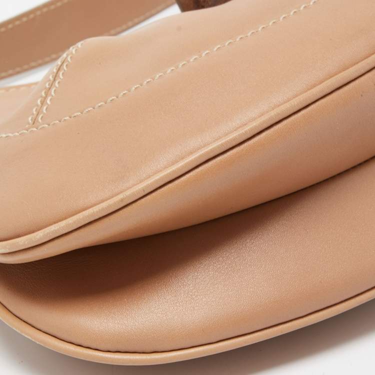 Pre Owned Tod's Beige Leather Wooden Flap Hobo 