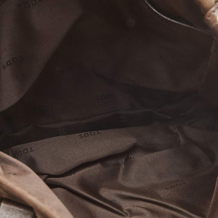 Pre Owned Tod's Brown Suede G-Line Fringe Media Tote