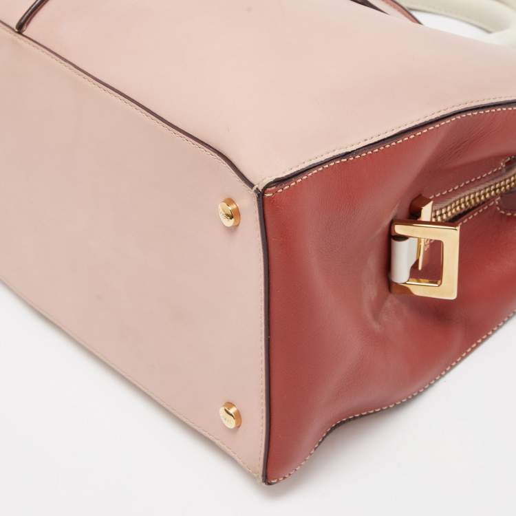 Pre Owned Tod's Tri Color Leather D-Cube Tote