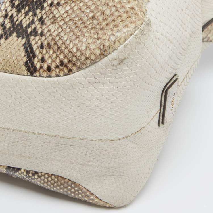 Pre Owned Tod's Beige/White Python Satchel