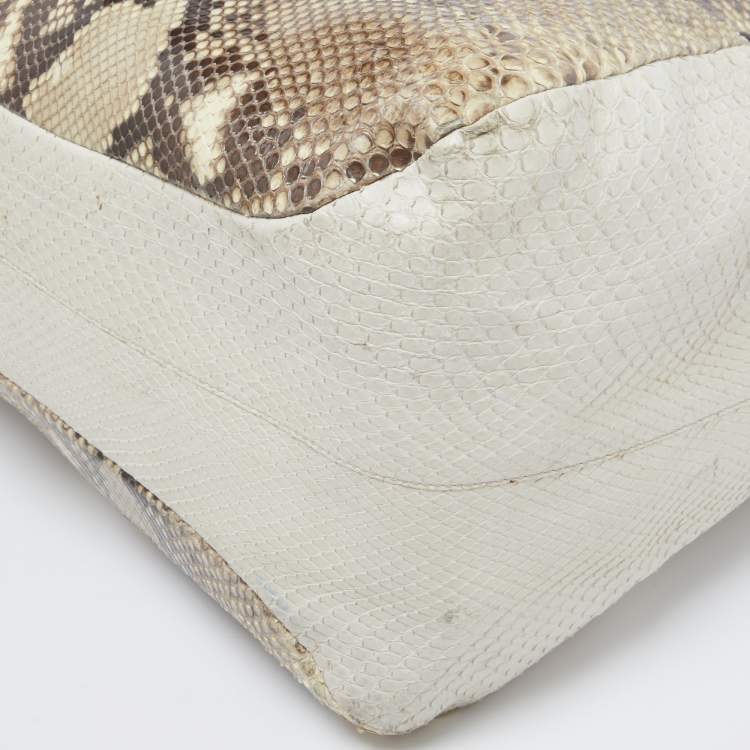 Pre Owned Tod's Beige/White Python Satchel