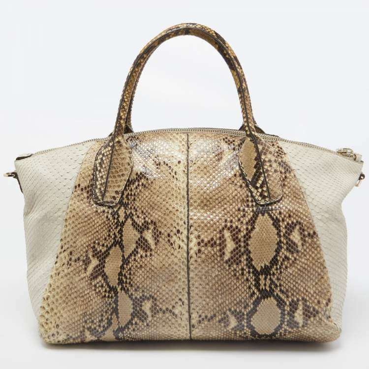 Pre Owned Tod's Beige/White Python Satchel