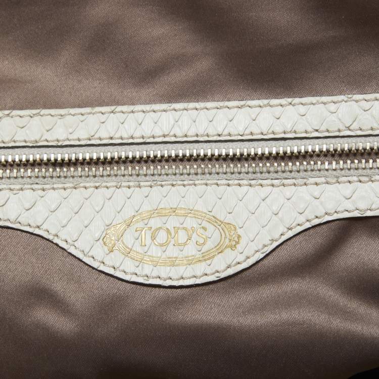 Pre Owned Tod's Beige/White Python Satchel
