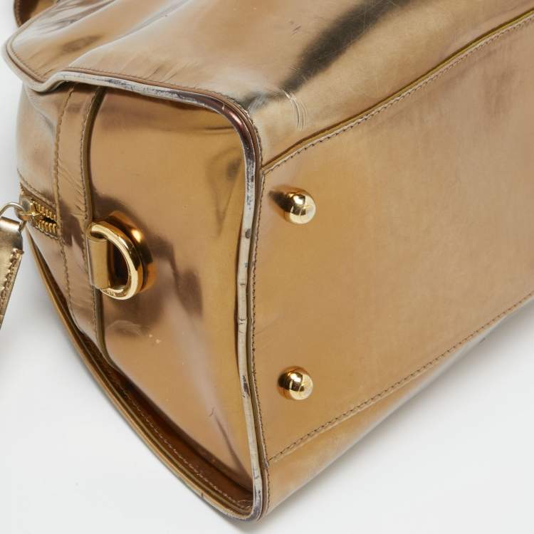 Pre Owned Tod's Gold Patent Leather Dome Bag