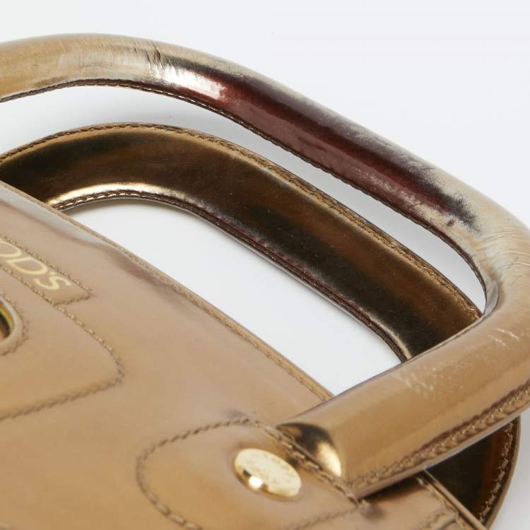 Pre Owned Tod's Gold Patent Leather Dome Bag
