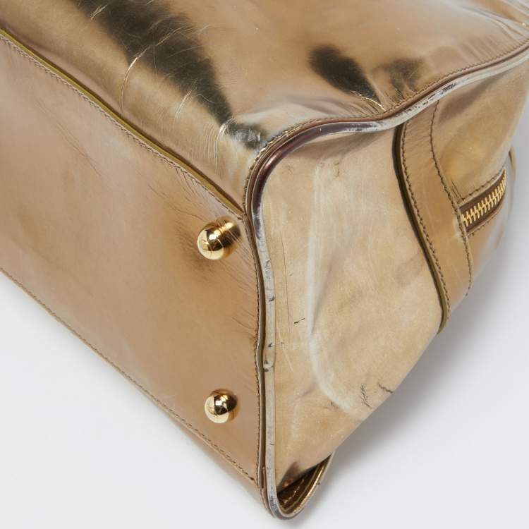 Pre Owned Tod's Gold Patent Leather Dome Bag