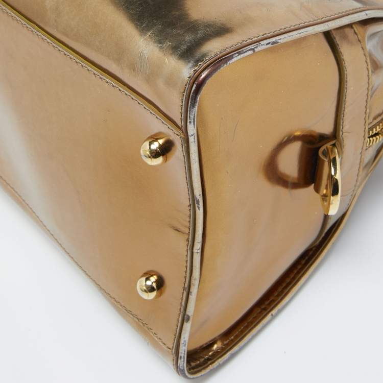 Pre Owned Tod's Gold Patent Leather Dome Bag