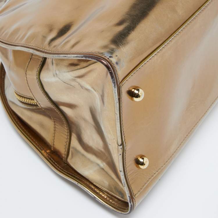 Pre Owned Tod's Gold Patent Leather Dome Bag