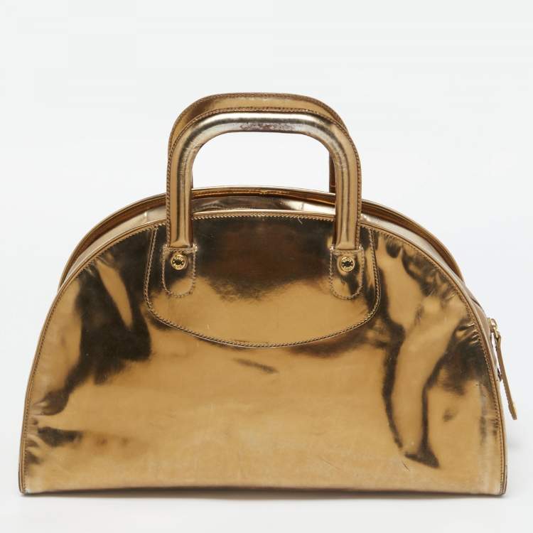Pre Owned Tod's Gold Patent Leather Dome Bag