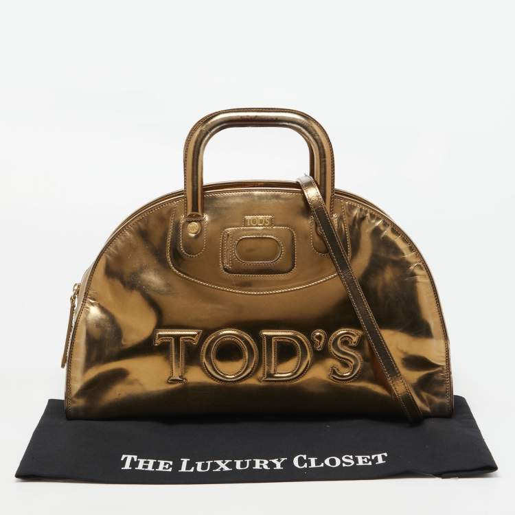 Pre Owned Tod's Gold Patent Leather Dome Bag