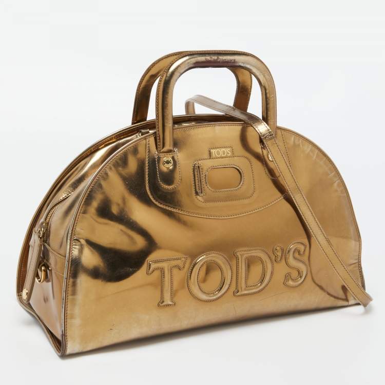 Pre Owned Tod's Gold Patent Leather Dome Bag