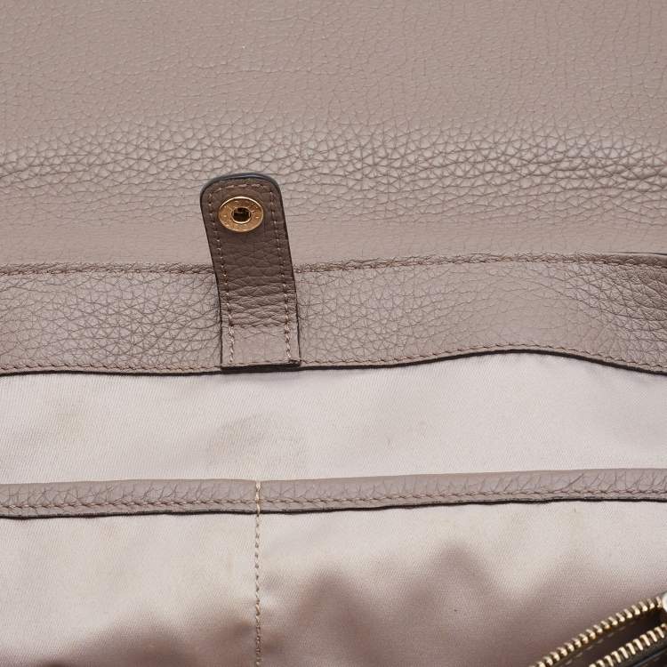 Pre Owned Tod's Grey/Beige Leather and Python Flap Top Handle Bag