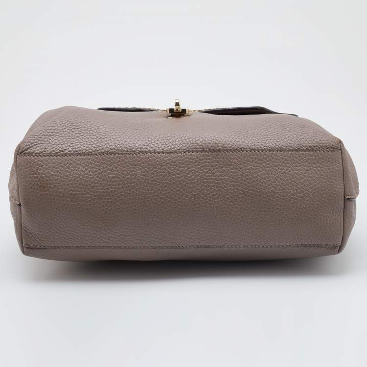 Pre Owned Tod's Grey/Beige Leather and Python Flap Top Handle Bag