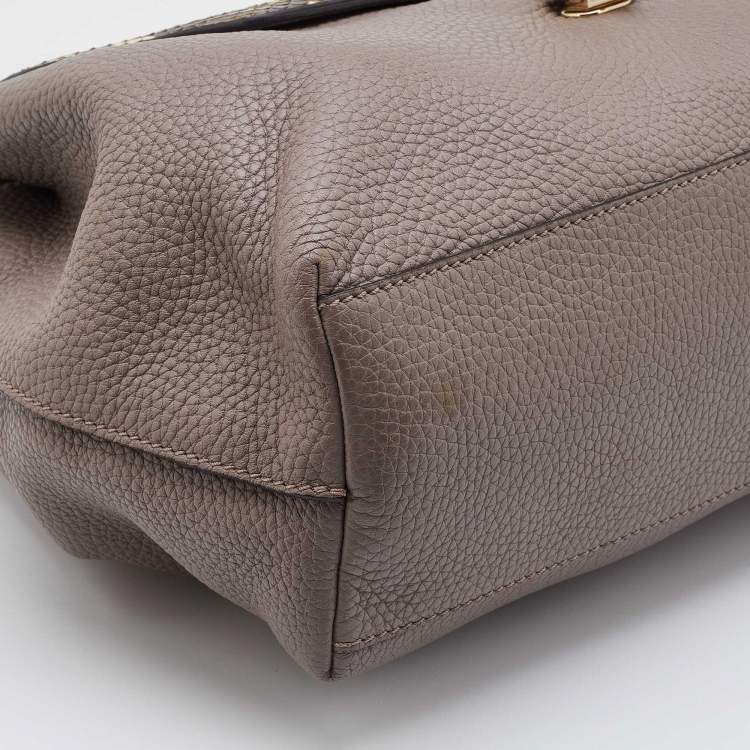 Pre Owned Tod's Grey/Beige Leather and Python Flap Top Handle Bag