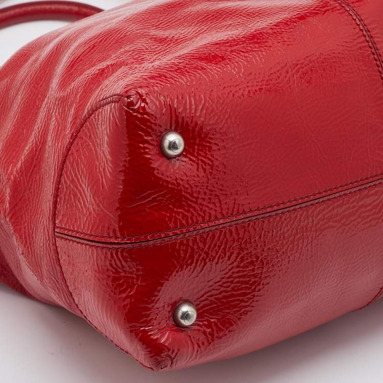Pre Owned Tod's Red Patent Leather Drawstring Tote