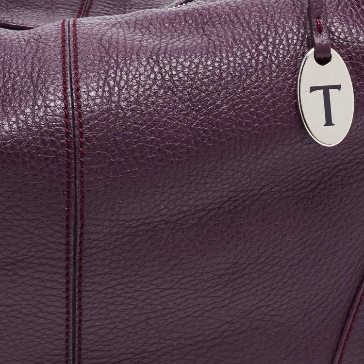 Pre Owned Tod's Purple Leather Charlotte Hobo