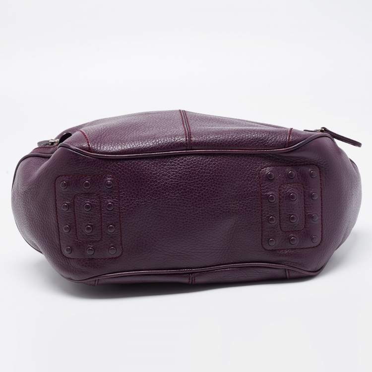 Pre Owned Tod's Purple Leather Charlotte Hobo