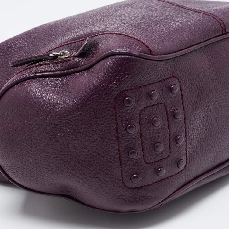 Pre Owned Tod's Purple Leather Charlotte Hobo