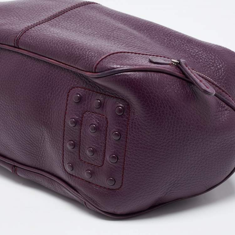 Pre Owned Tod's Purple Leather Charlotte Hobo
