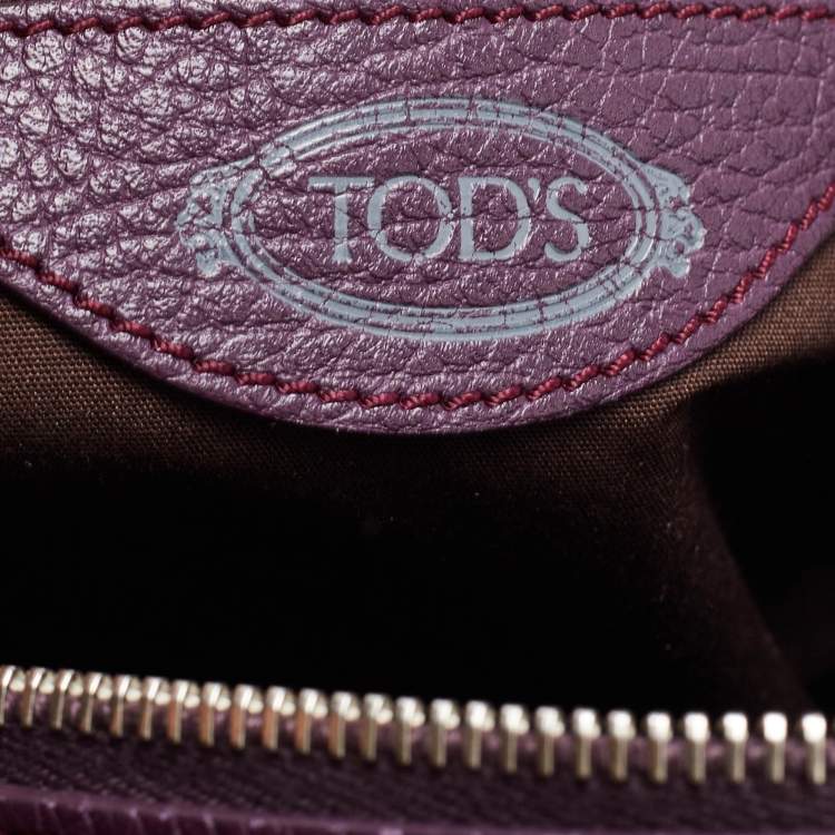 Pre Owned Tod's Purple Leather Charlotte Hobo