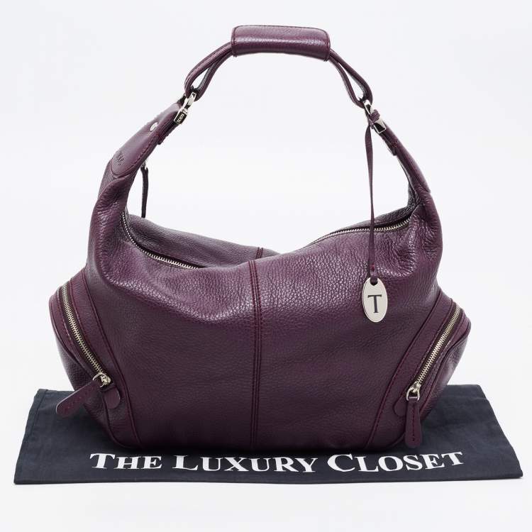 Pre Owned Tod's Purple Leather Charlotte Hobo