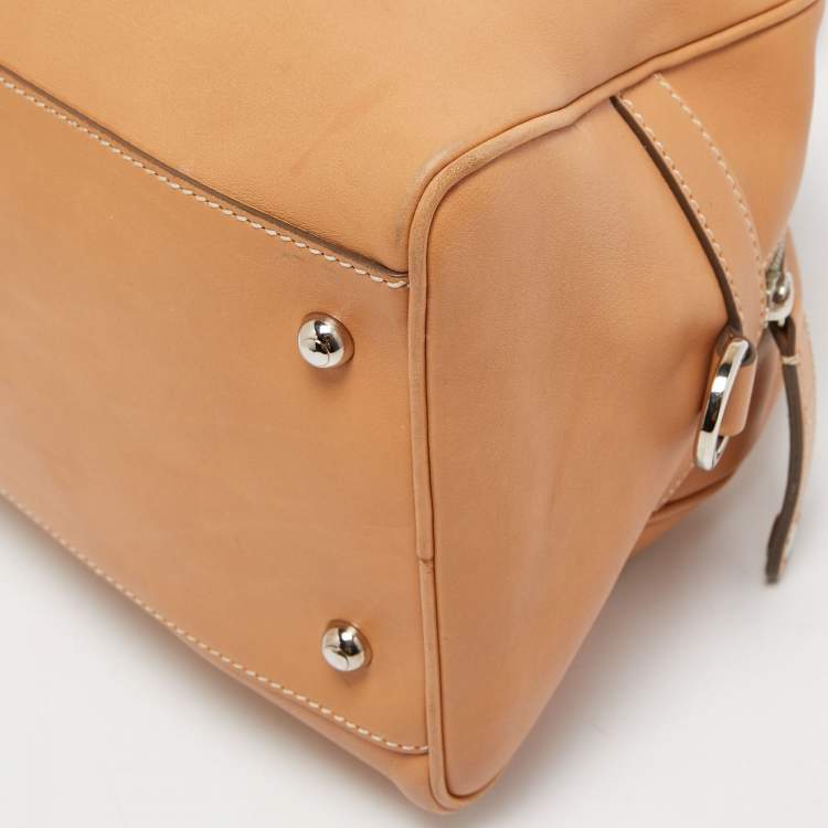 Pre Owned Tod's Tan Leather Logo Top Zip Satchel