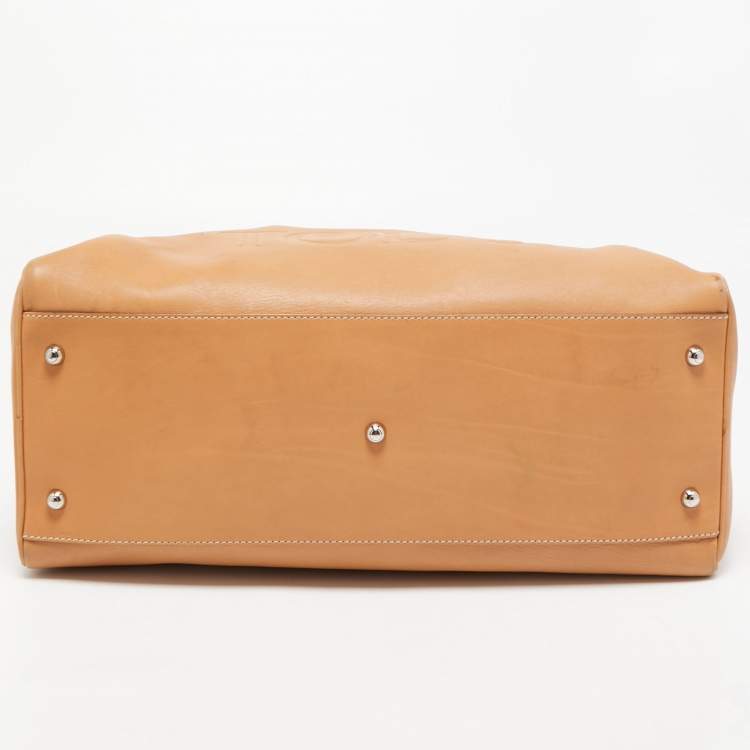 Pre Owned Tod's Tan Leather Logo Top Zip Satchel