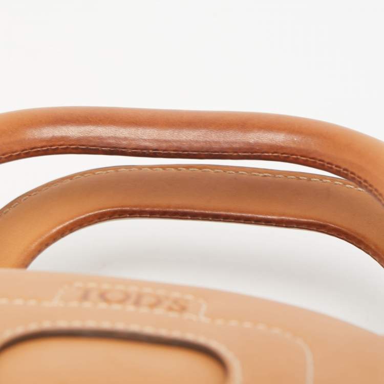 Pre Owned Tod's Tan Leather Logo Top Zip Satchel