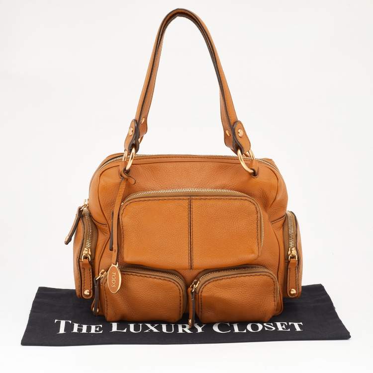 Pre Owned Tod's Tan Leather Multi Pocket Satchel
