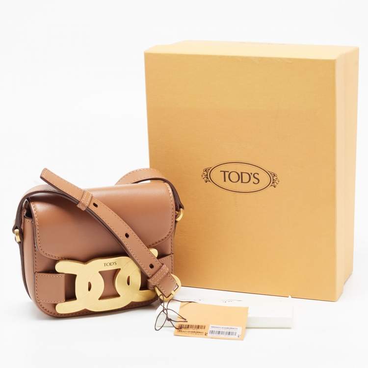 Pre Owned Tod's Tan Leather Mini kate Crossbody Bag