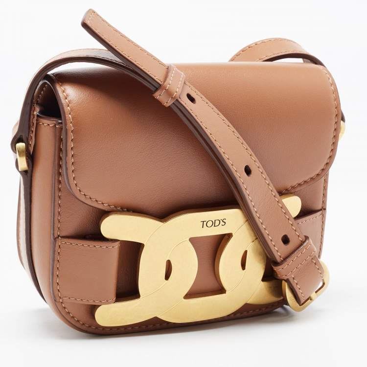 Pre Owned Tod's Tan Leather Mini kate Crossbody Bag