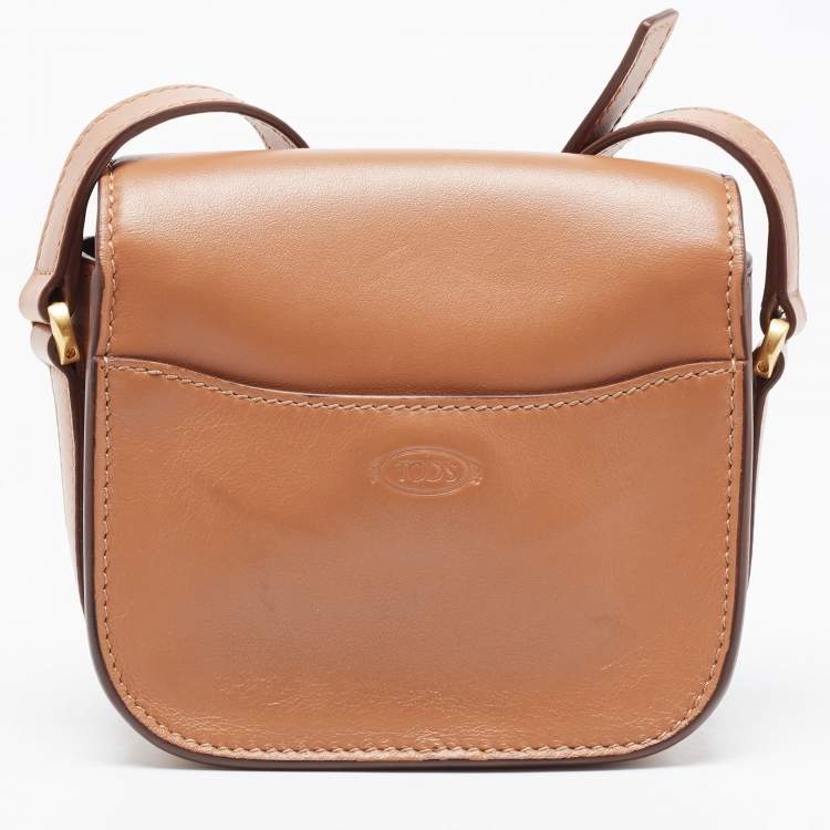 Pre Owned Tod's Tan Leather Mini kate Crossbody Bag