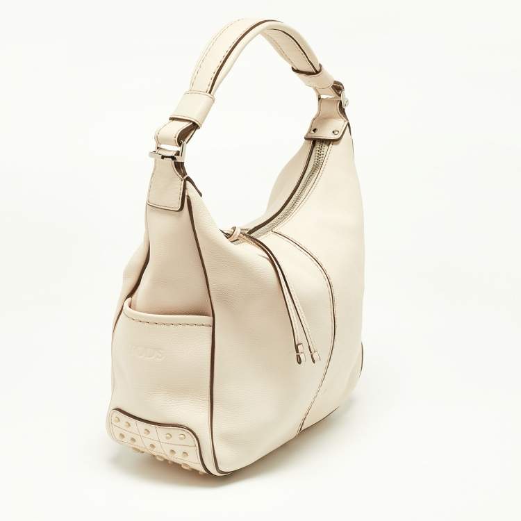 Pre Owned Tod's Beige Leather Miky Hobo