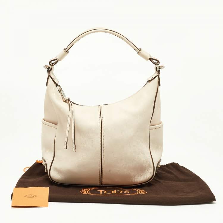 Pre Owned Tod's Beige Leather Miky Hobo