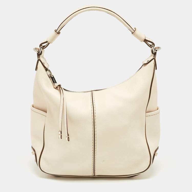 Pre Owned Tod's Beige Leather Miky Hobo
