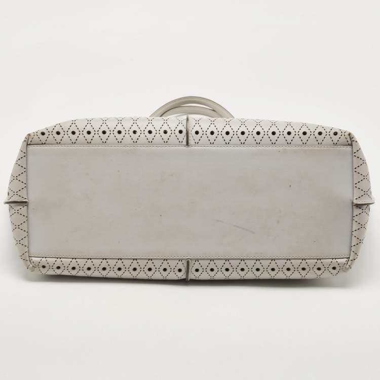 Pre Owned Tod's Grey Perforated Leather Shopper Tote