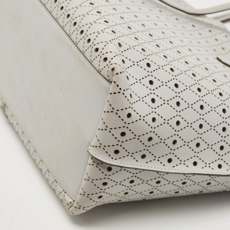 Pre Owned Tod's Grey Perforated Leather Shopper Tote