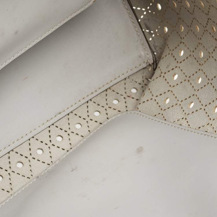Pre Owned Tod's Grey Perforated Leather Shopper Tote