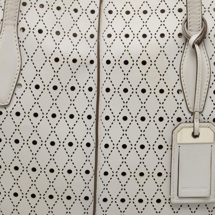 Pre Owned Tod's Grey Perforated Leather Shopper Tote