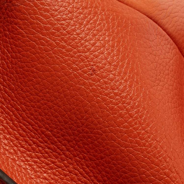 Pre Owned Tod's Orange Leather Double Zip Tote
