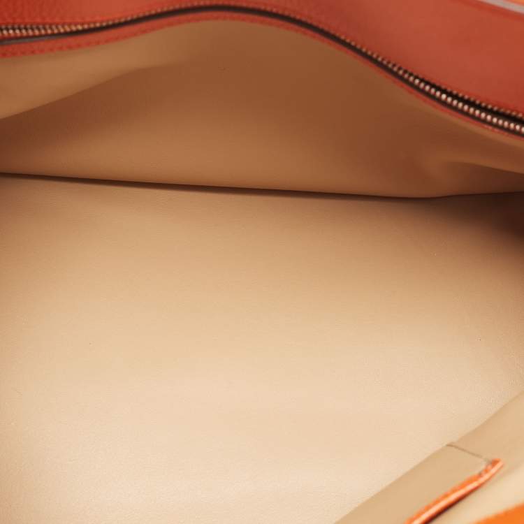 Pre Owned Tod's Orange Leather Double Zip Tote