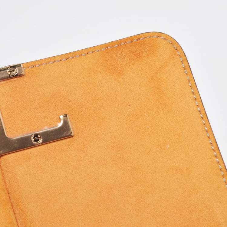 Pre Owned Tod's Orange Leather T Timeless Chain Shoulder Bag