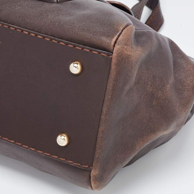 Pre Owned Tod's Choco Brown Leather Front Pocket Satchel