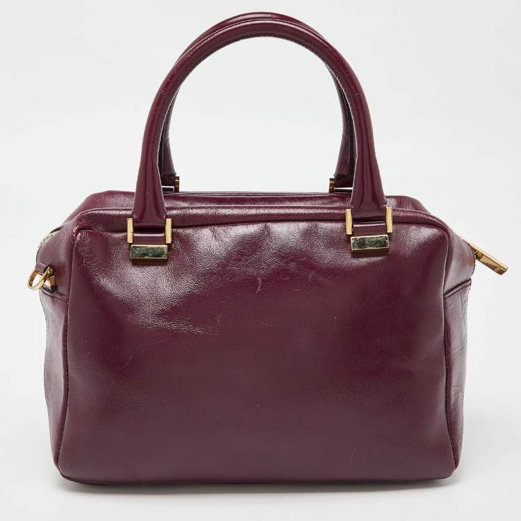 Pre Owned Tod's Burgundy Glossy Leather Small Military Bowler Bag