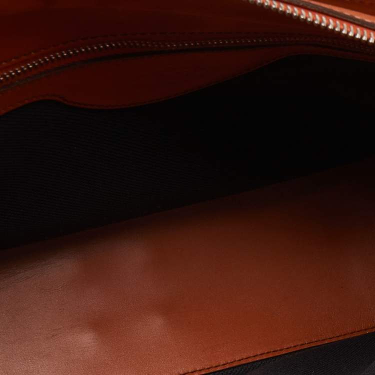 Pre Owned Tod's Orange Leather Top Zip Tote