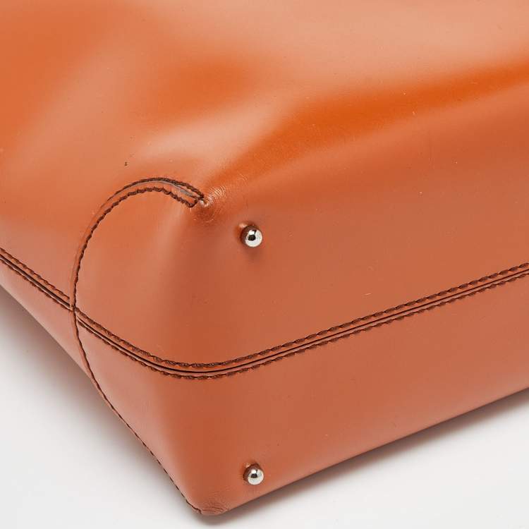 Pre Owned Tod's Orange Leather Top Zip Tote
